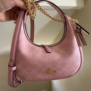 Coach Carmen mini crossbody bag in signature canvas powder pink purse